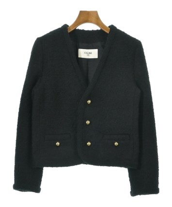 CELINE（セリーヌ）ノーカラージャケット 黒 サイズ:34(XXS位