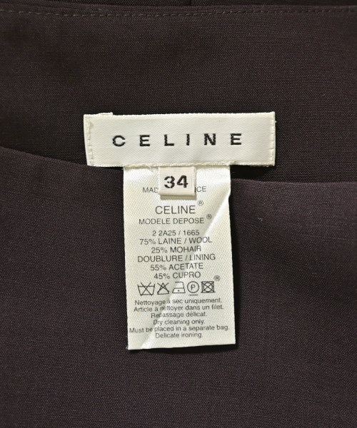 CELINE（セリーヌ）ひざ丈スカート 茶 サイズ:34(XXS位) レディース/2200726464102