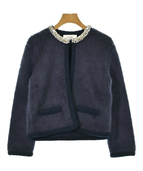 CELINE(セリーヌ)ノーカラージャケット 紺 サイズ:XS/2200692135037