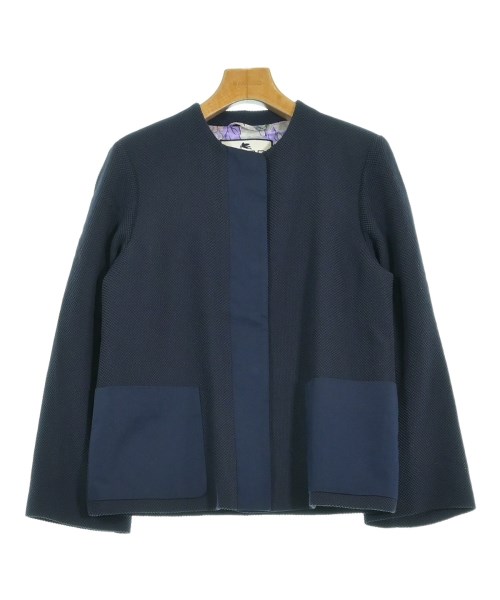 ETRO（エトロ）ノーカラージャケット 紺 サイズ:42(M位) レディース/2200623312032