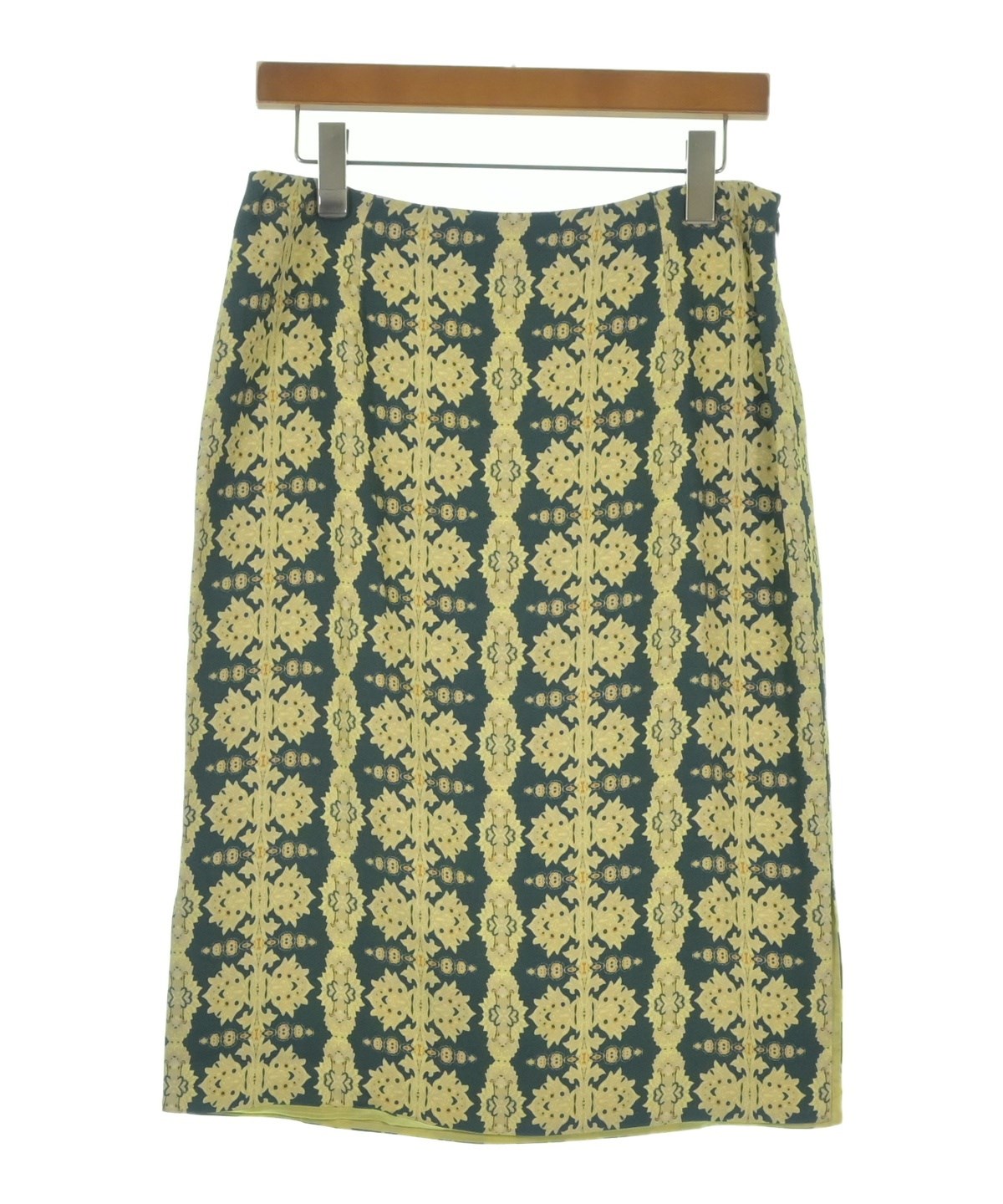 ETRO エトロ【L】シルク100% イタリア製 スカート 大きいサイズ フレア ETRO（エトロ）ひざ丈スカート 緑 サイズ:44(L位) レディース