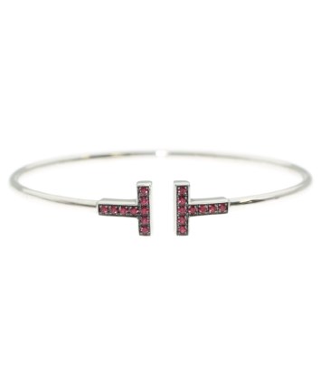 ティファニー 美品 ミルグレイン ロゴ バングル ブレスレット T79fe Tiffany & Co. - ティファニー 美品 ミルグレイン ロゴ バングル