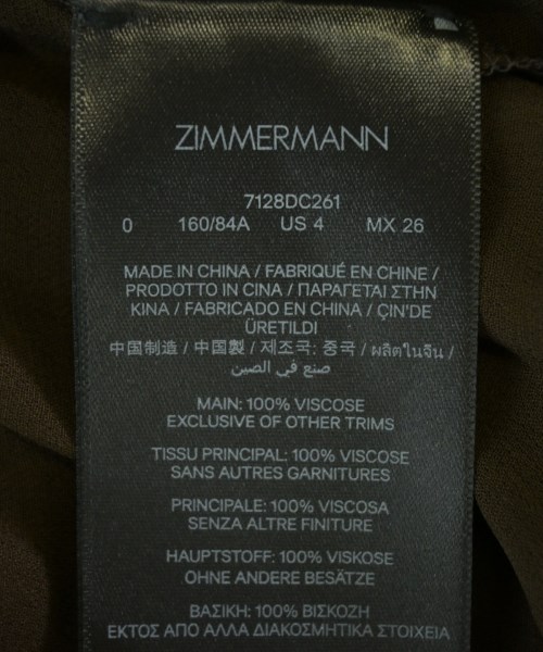 ZIMMERMANN（ジマーマン）ワンピース 茶 サイズ:0(S位) レディース/2200718429065