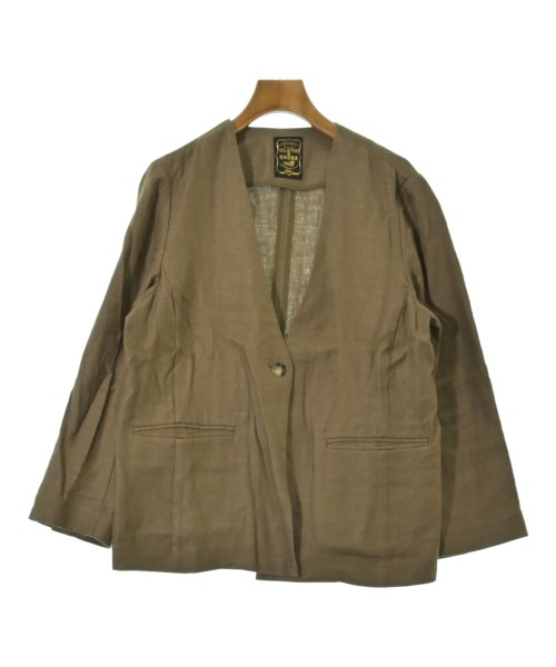 CLOTH&CROSS(クロスアンドクロス)ノーカラージャケット カーキ サイズ:1(S位)/2200689027031