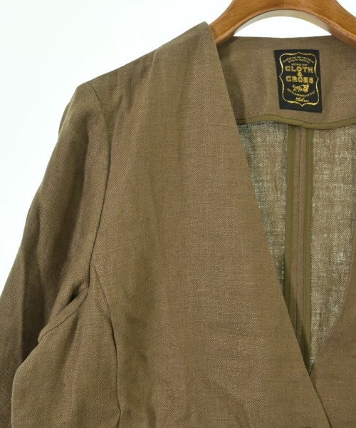 CLOTH&CROSS（クロスアンドクロス）ノーカラージャケット カーキ サイズ:1(S位) レディース/2200689027031