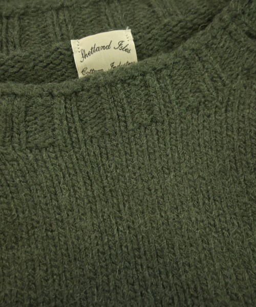 SHETLAND ISLES WOOLLEN MILLS（シェトランドアイルウールンミルズ）ニット・セーター カーキ サイズ:36(S位) メンズ/2200647977026