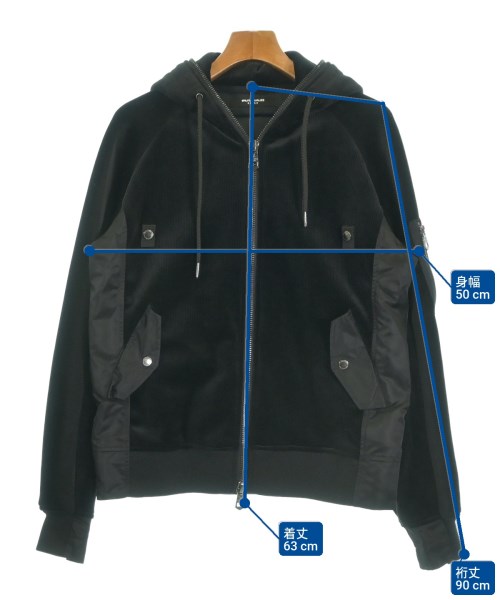 1PIU1UGUALE3 RELAX（ウノピュウノウグァーレトレリラックス）パーカー 黒 サイズ:S メンズ/2200650073036