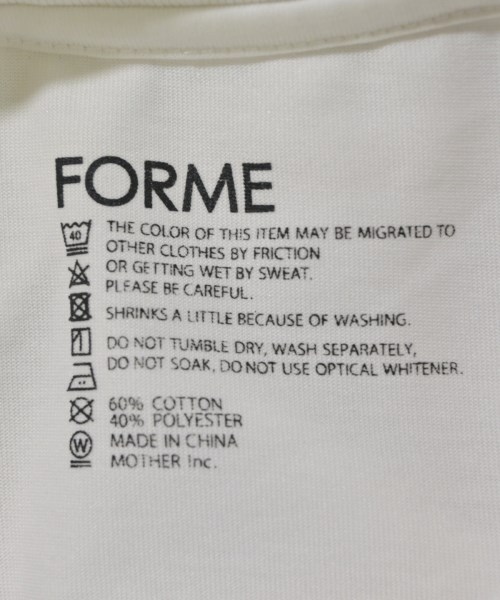 forme（フォルメ）Tシャツ・カットソー 白 サイズ:F レディース/2200668445252