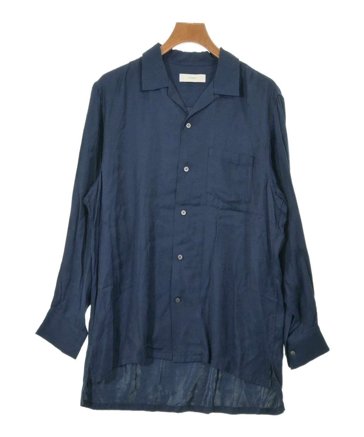 THEE シー カジュアルシャツ メンズ 【古着】【中古】 THEE（シー）カジュアルシャツ 紺 サイズ:1(S位) メンズ/2200584648027