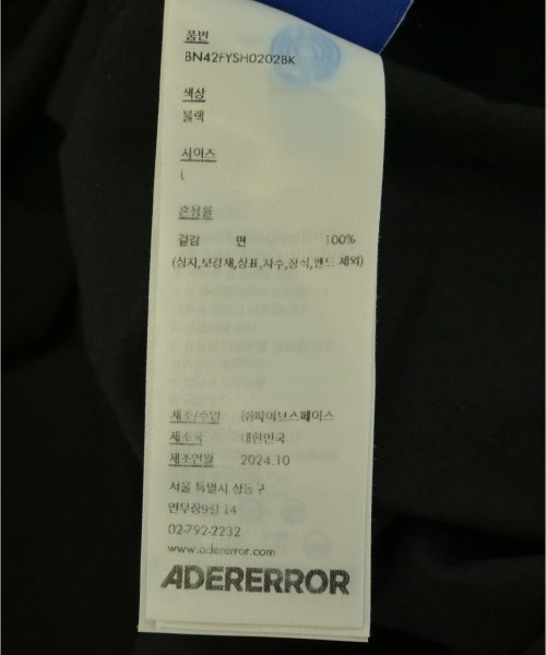 ADER error（アーダーエラー）カジュアルシャツ 黒 サイズ:L メンズ/2200719437014