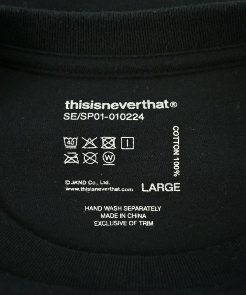 thisisneverthat（ディスイズネバーザット）Tシャツ・カットソー 黒 サイズ:L メンズ/2200658563041