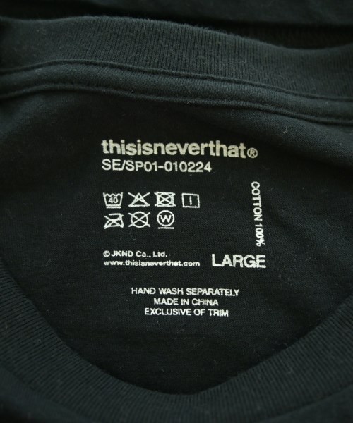 thisisneverthat（ディスイズネバーザット）Tシャツ・カットソー 黒 サイズ:L メンズ/2200658563058
