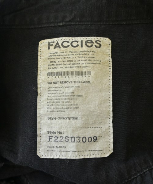Faccies（ファッチーズ）カジュアルシャツ 黒 サイズ:2(M位) メンズ/2200715999028