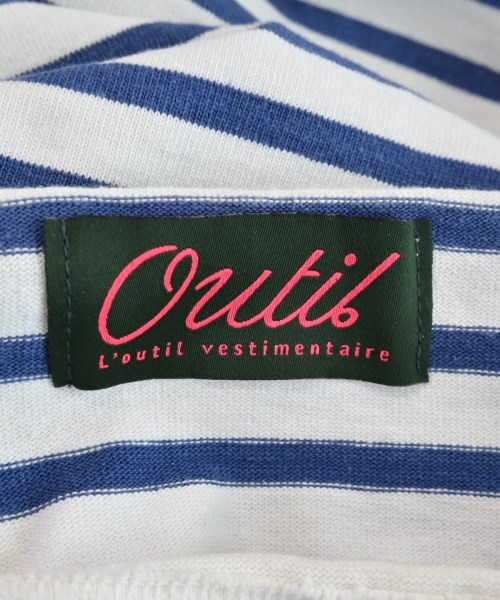 OUTIL ウティ Tシャツ・カットソー 1(S位) 白x青(ボーダー)