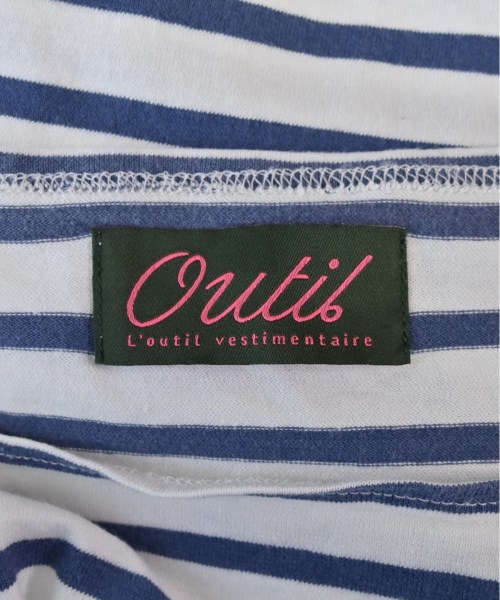 OUTIL ウティ Tシャツ・カットソー 2(M位) 白x青(ボーダー)