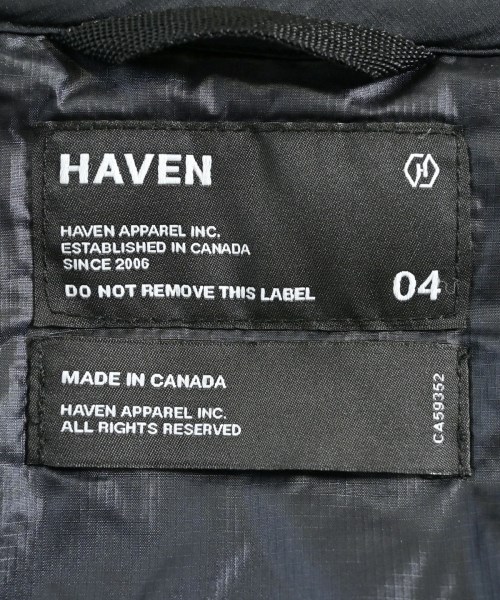 HAVEN（ヘブン）ダウンジャケット/ダウンベスト 黒 サイズ:4(XL位) メンズ/2200652762020