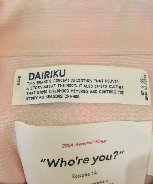 DAIRIKU（ダイリク）カジュアルシャツ ピンク サイズ:M メンズ/2200689561078