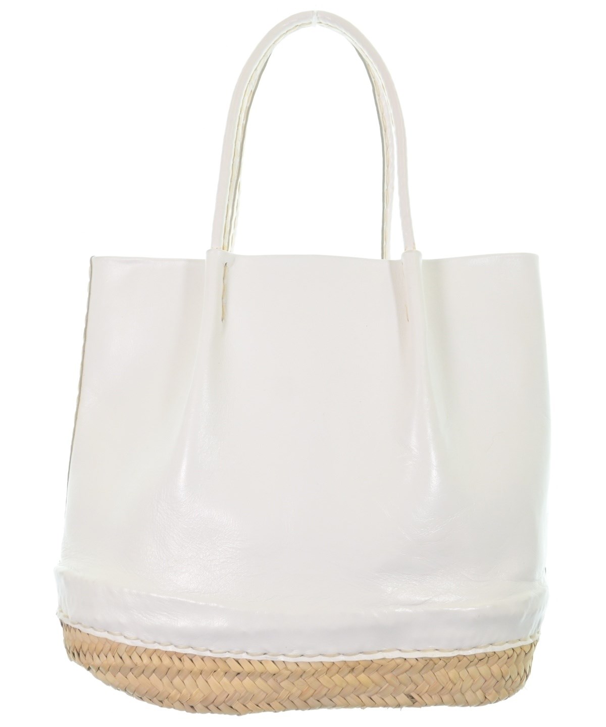 ribbon b ラタンレザーカゴバッグ ホワイト warang wayan WARANG WAYAN（ワランワヤン）かごバッグ 白 サイズ:- レディース