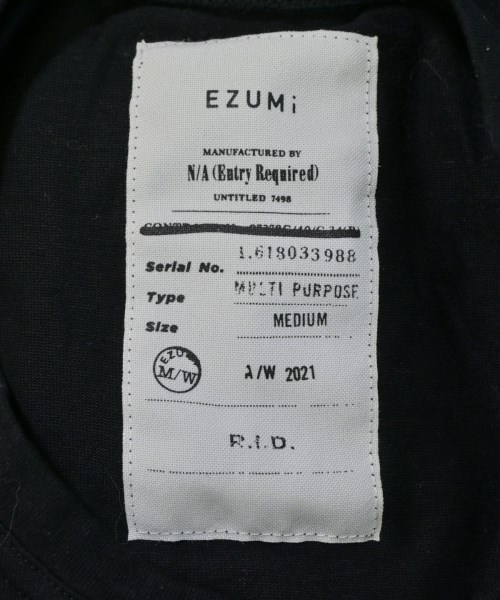 EZUMi（エズミ）Tシャツ・カットソー 黒 サイズ:M メンズ/2200695356040