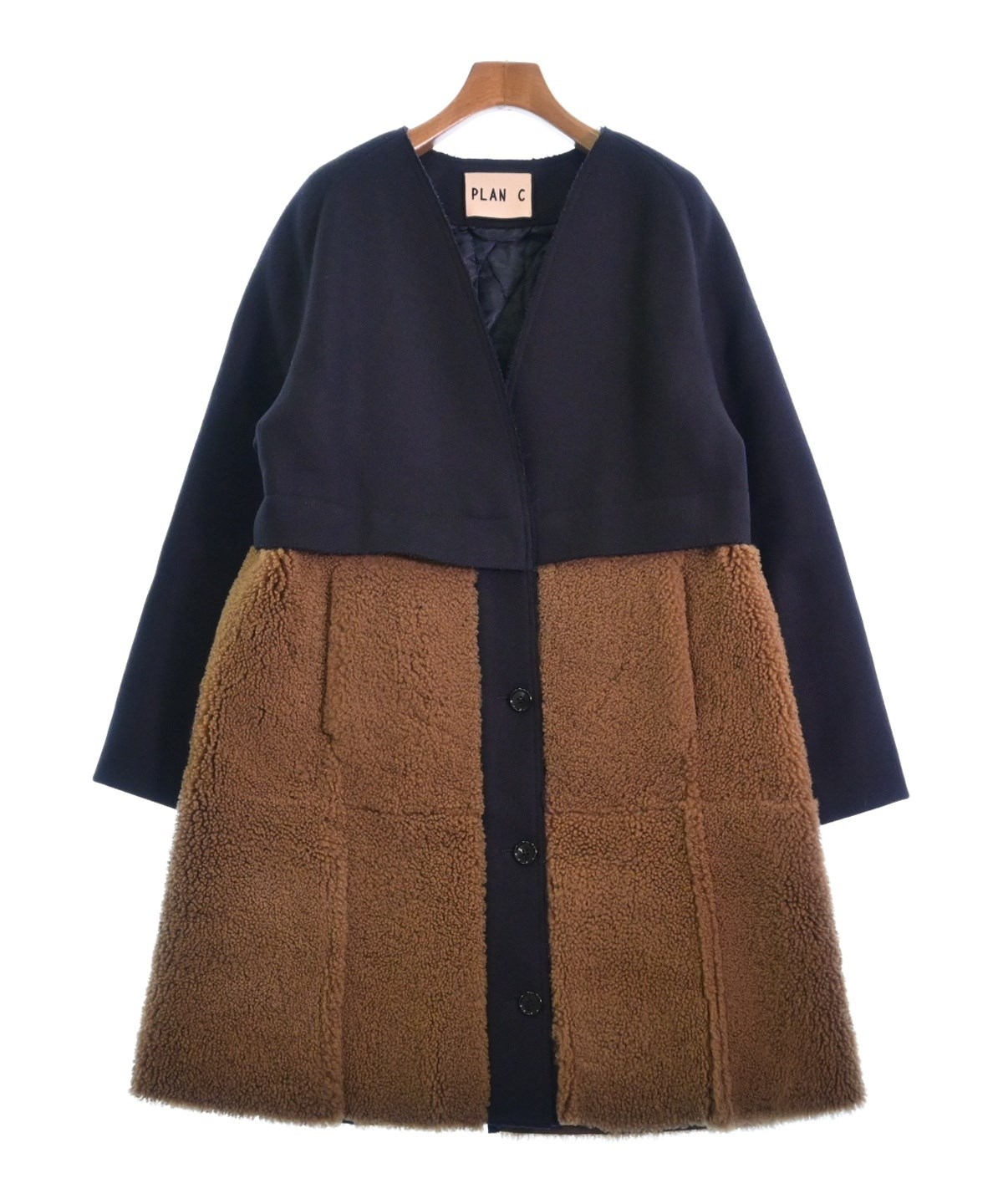 PLAN C（プランシー）ムートンコート 紺 サイズ:38(S位) レディース  