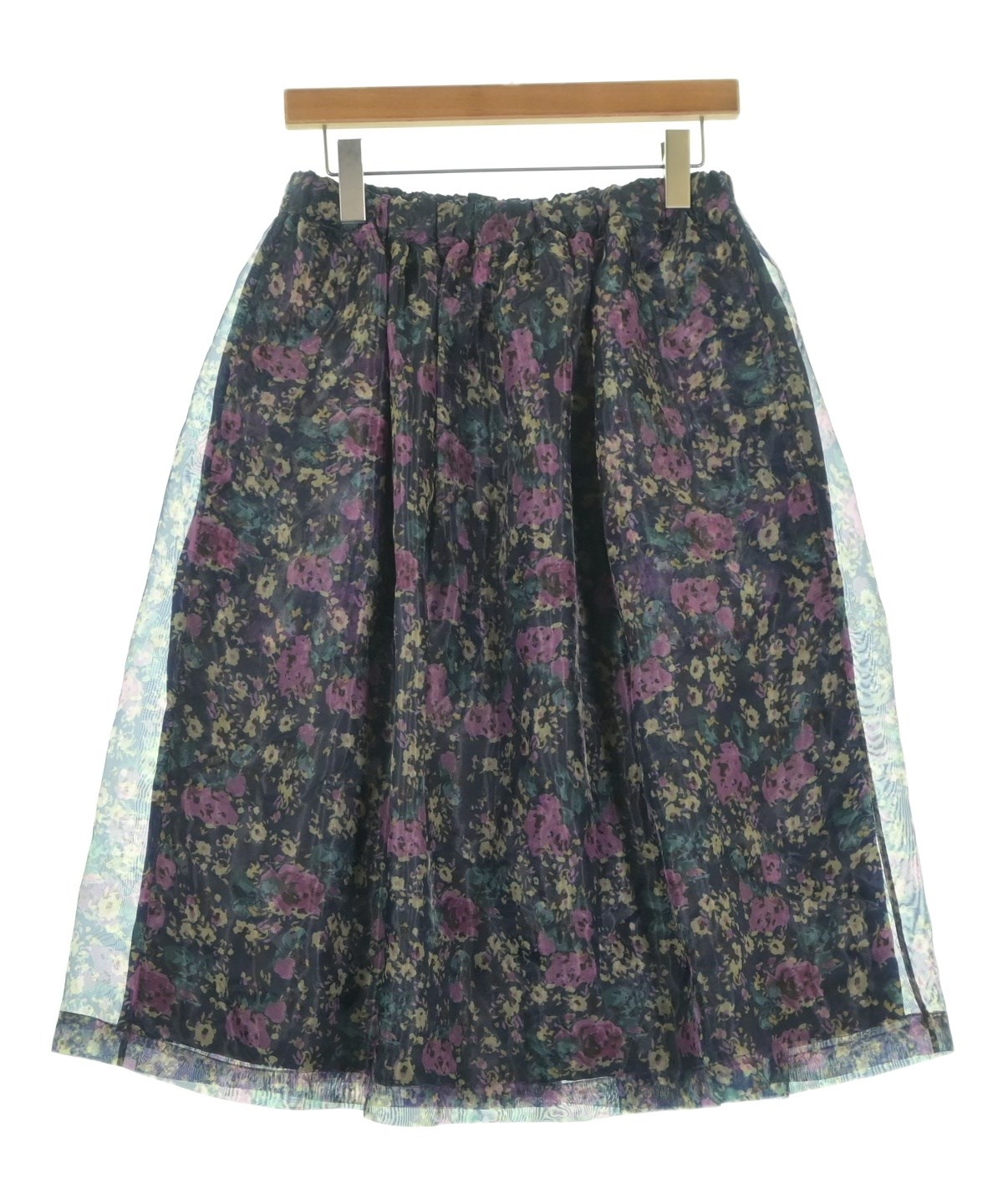 PLAN C（プランシー）ひざ丈スカート 紺 サイズ:40(M位) レディース