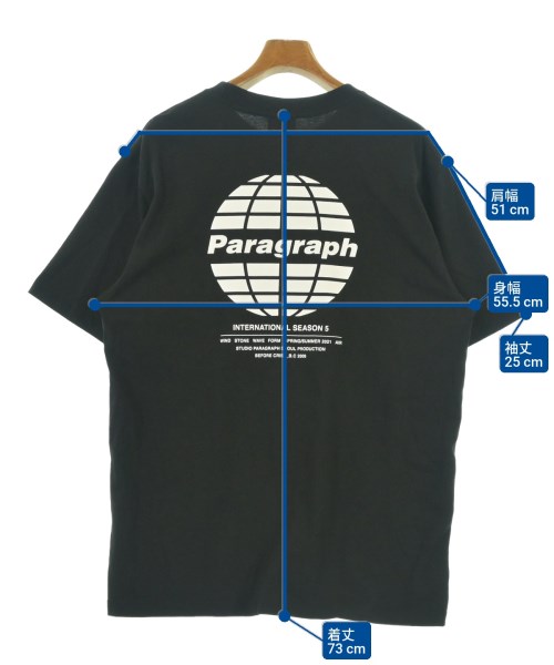 Paragraph（パラグラフ）Tシャツ・カットソー 黒 サイズ:2(M位) メンズ/2200632800384
