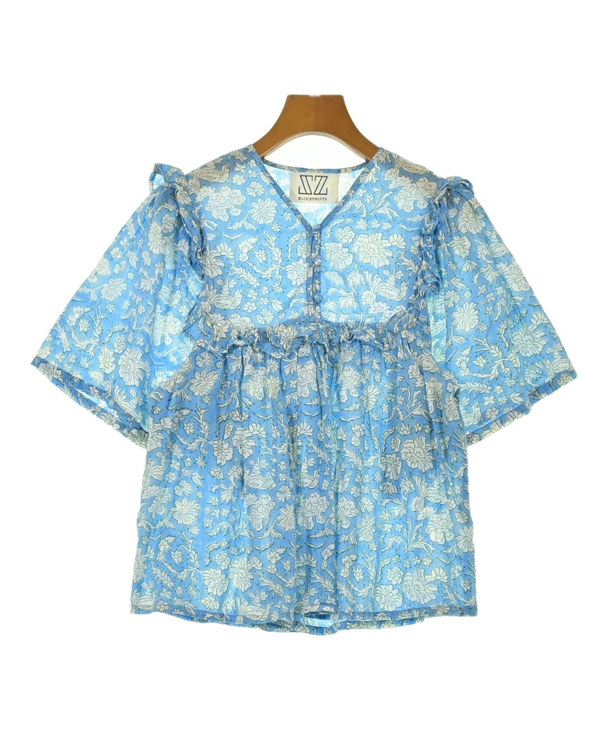 SZ Blockprints（エスゼットブロックプリント）ブラウス 青