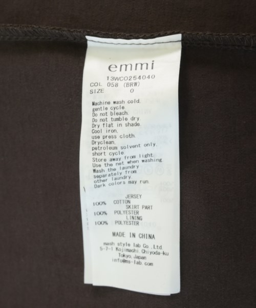 emmi（エミ）ワンピース 茶 サイズ:0(XS位) レディース/2200719796029
