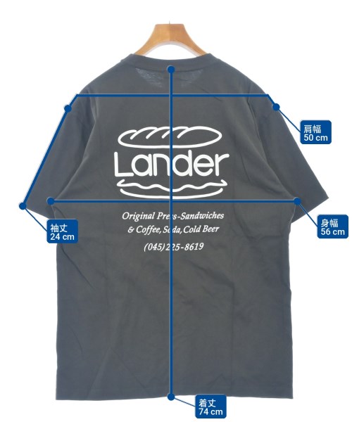 Lander（ランダー）Tシャツ・カットソー グレー サイズ:XL メンズ/2200703886286