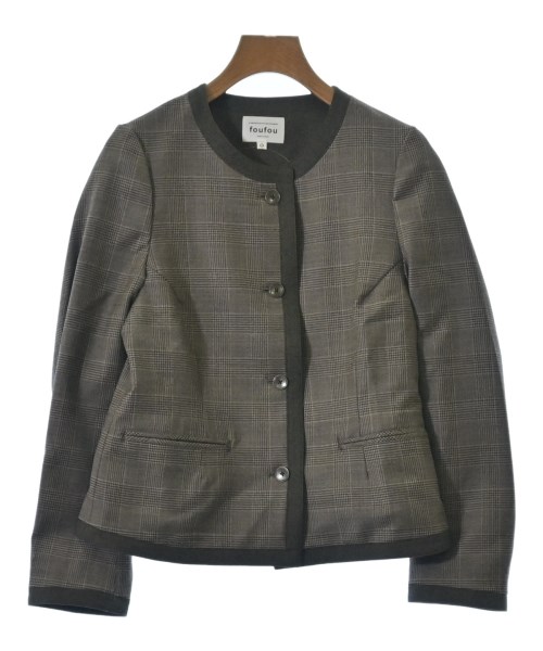 foufou(フーフー)ノーカラージャケット 茶 サイズ:0(XS位)/2200656968084