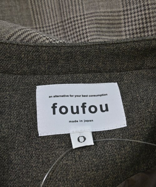 foufou（フーフー）ノーカラージャケット 茶 サイズ:0(XS位) レディース/2200656968084