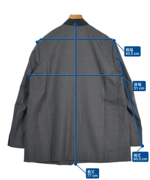 ESLOW（エスロー）ノーカラージャケット グレー サイズ:1(S位) レディース/2200644748315