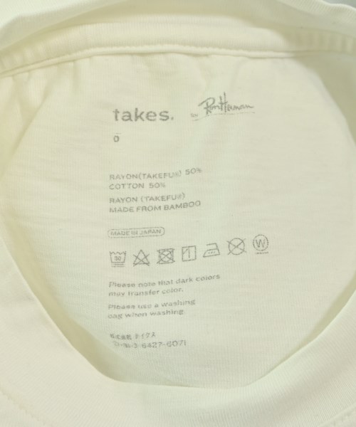 takes.（テイクス）Tシャツ・カットソー 白 サイズ:0(XS位) レディース/2200639365213