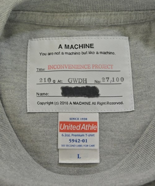 A MACHINE（エーマシン）Tシャツ・カットソー グレー サイズ:L メンズ/2200716664178