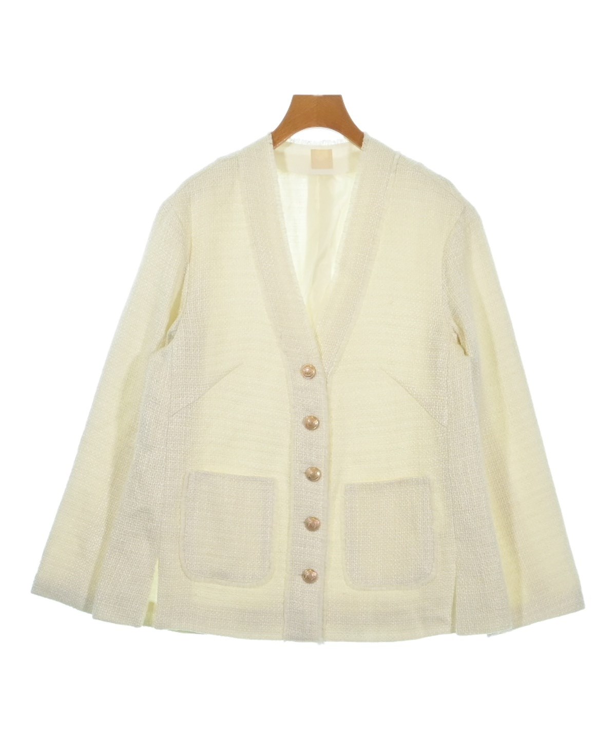 白波出品　3/2 THREE SQUARE（スリースクエア）ノーカラージャケット 白 サイズ:F