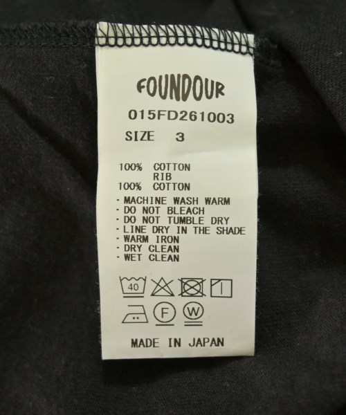 FOUNDOUR（ファウンダ）Tシャツ・カットソー 黒 サイズ:3(L位) メンズ/2200721468082