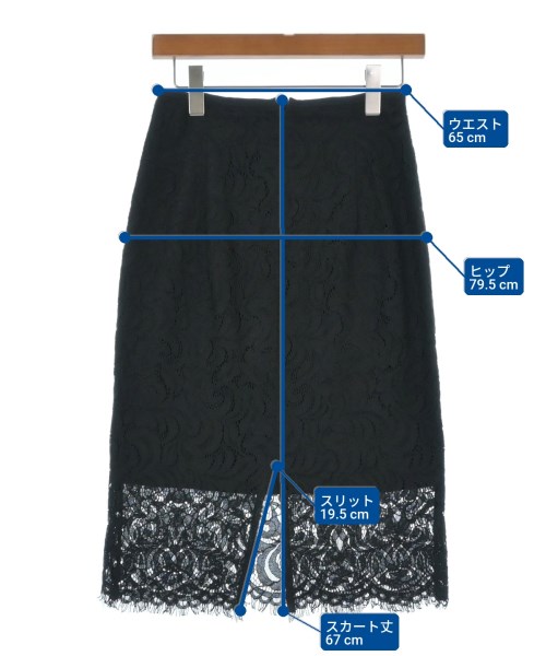 Aperi nano universe（アペリ　ナノユニバース）ひざ丈スカート 黒 サイズ:36(S位) レディース/2200634382048