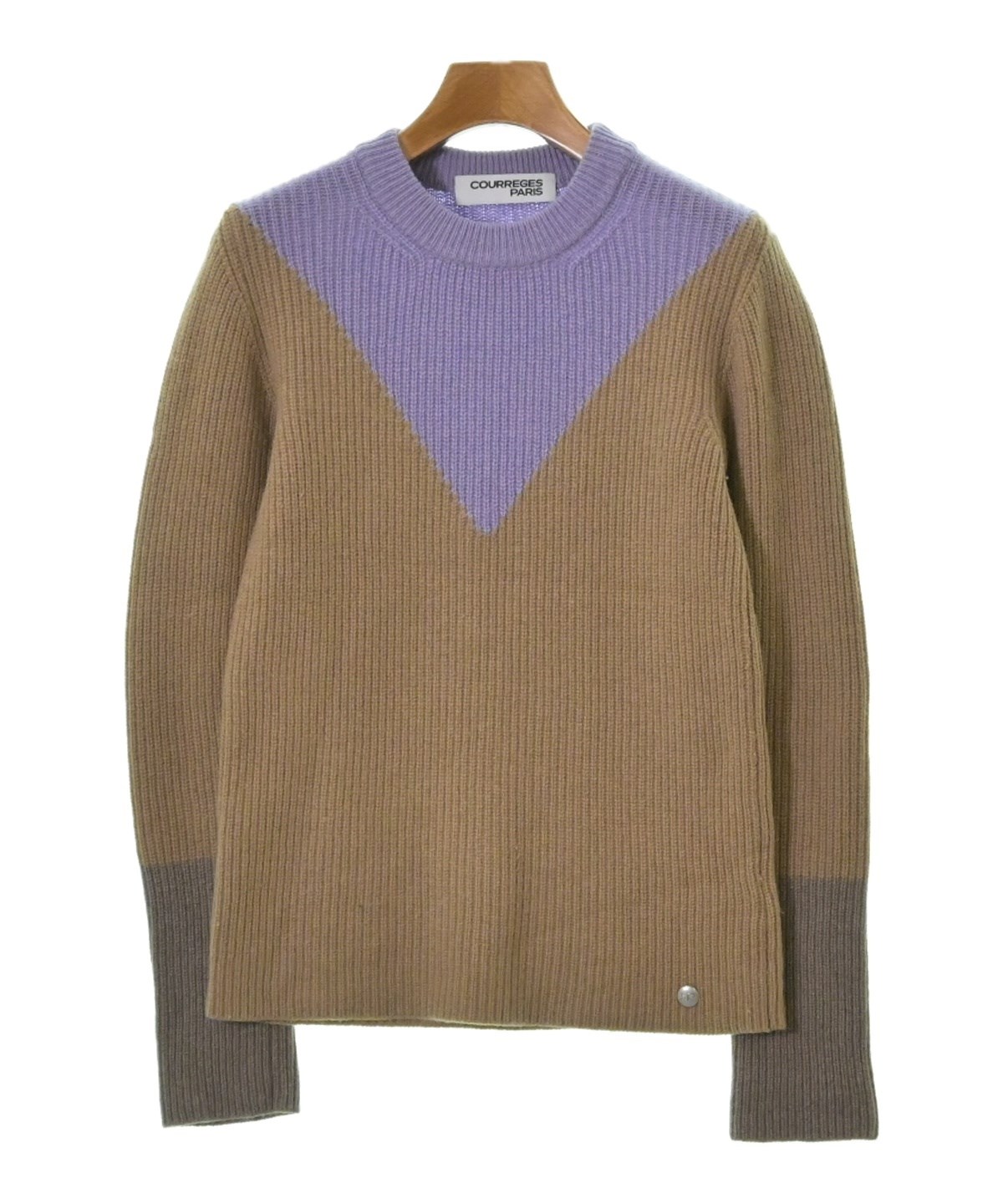 Courreges クレージュ 半袖リブニット トップス ベージュ 半袖xs - 半袖