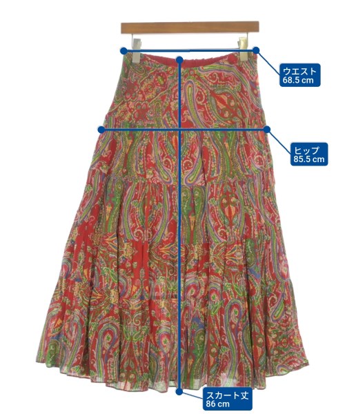 LAUREN Ralph Lauren（ローレンラルフローレン）ロング・マキシ丈スカート 赤 サイズ:-(M位) レディース/2200677903057