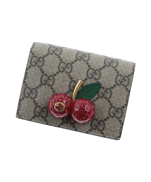 GUCCI／GGスプリーム チェリー付き カードケース コイン＆紙幣入れ付き 476050