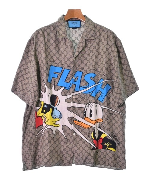 ×Disney ドナルド OPEN COLLAR SHIRT シルク