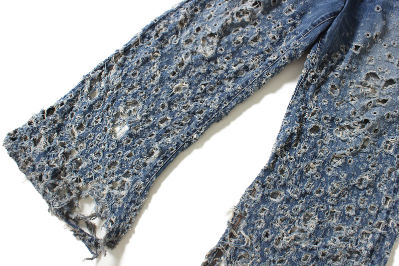 “CRASHED MODERN DENIM WIDE TROUSERS”